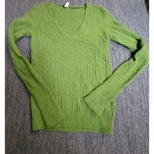 J. Crew Wool Blend Sweater Medium V Neck Green Y2K